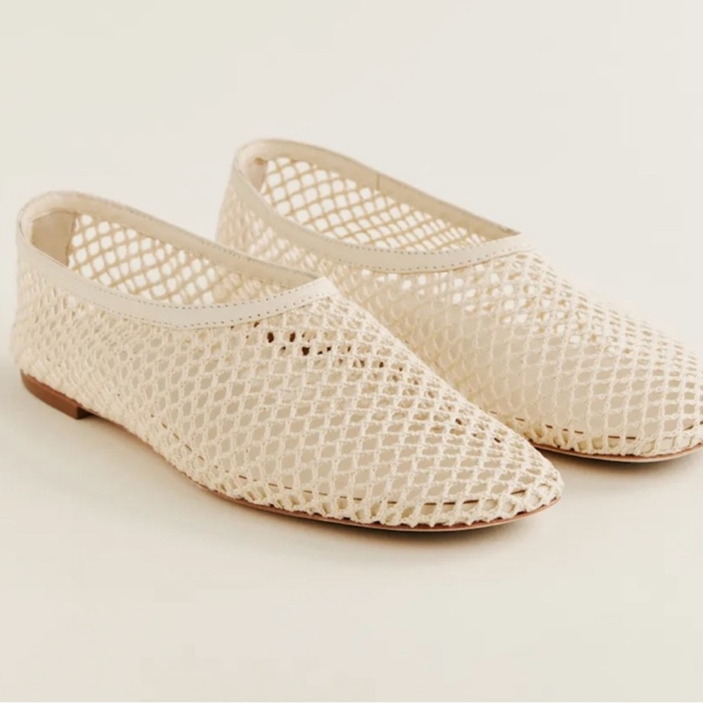 Reformation Cream Woven Mesh Flats